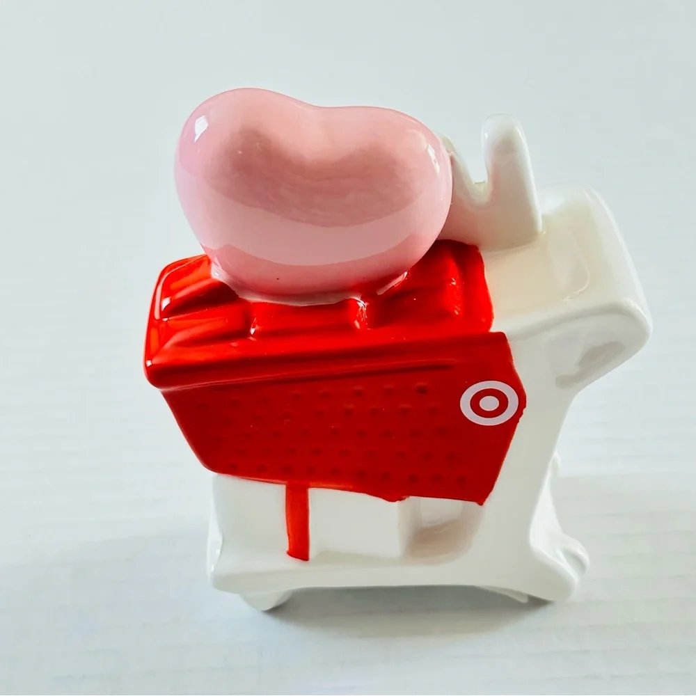 Ceramic Target Love Shopping Cart Accent in Red and Pink NEW